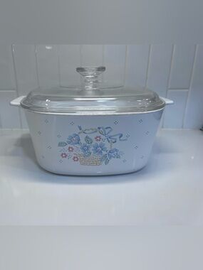 Vintage Corning Ware Casserole Dish W/Lid Country Cornflower Pattern 3 Liters